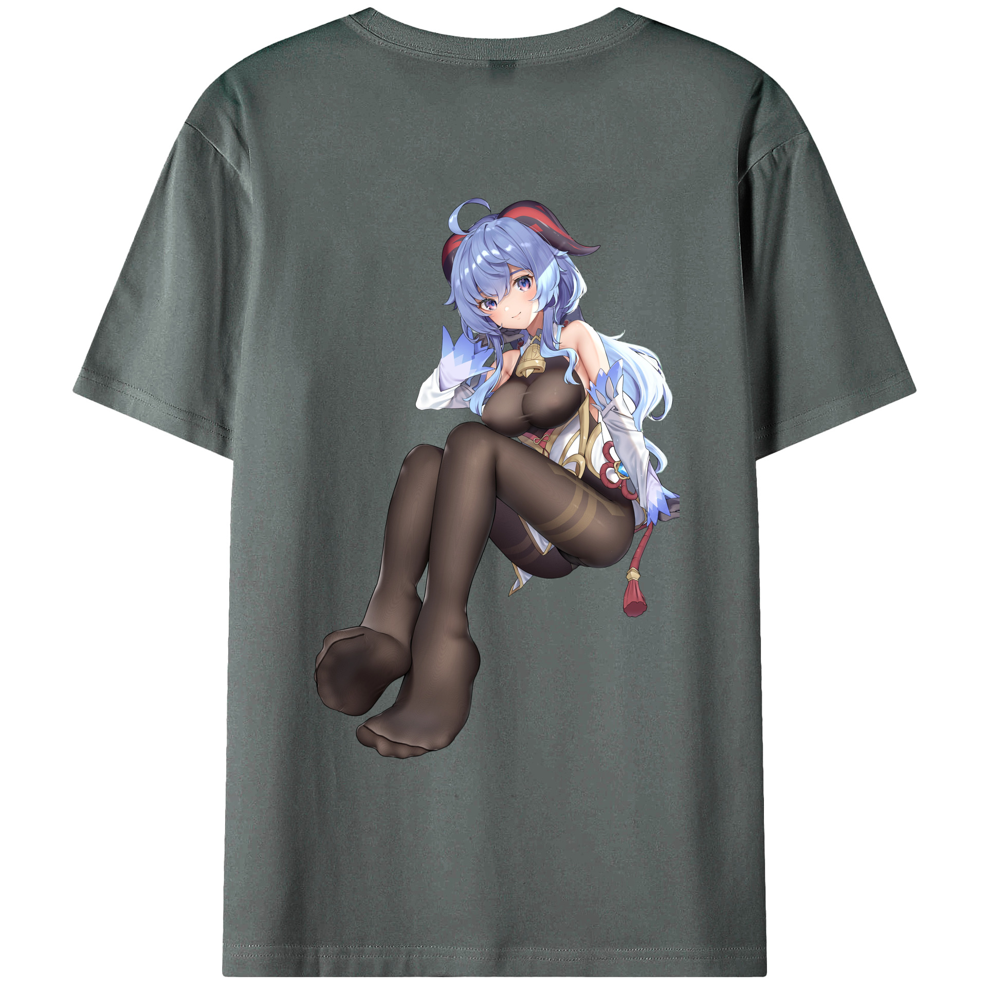 げんし神 甘雨 かんう genshin Ganyu 綿100％ メンズ半袖Tシャツ（バックプリント） 通気性